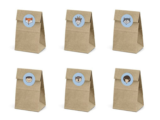 Picture of PARTY BAGS KRAFT WOODLAND 8X18X6CM - 6 PACK